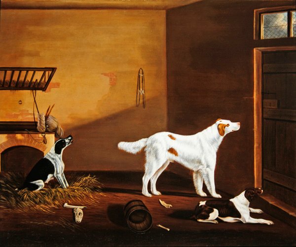 Three dogs in a stable by William Nedham