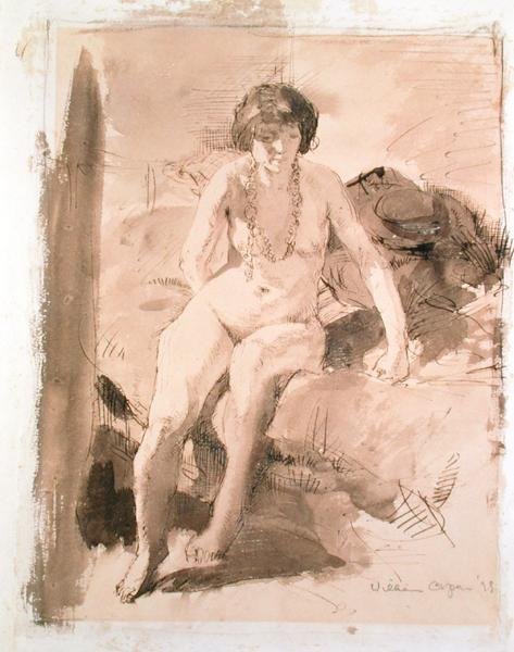 A Nude Girl Seated on a Bed by William Orpen