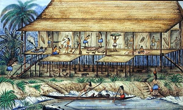 Dyak Longhouse by William Samwell