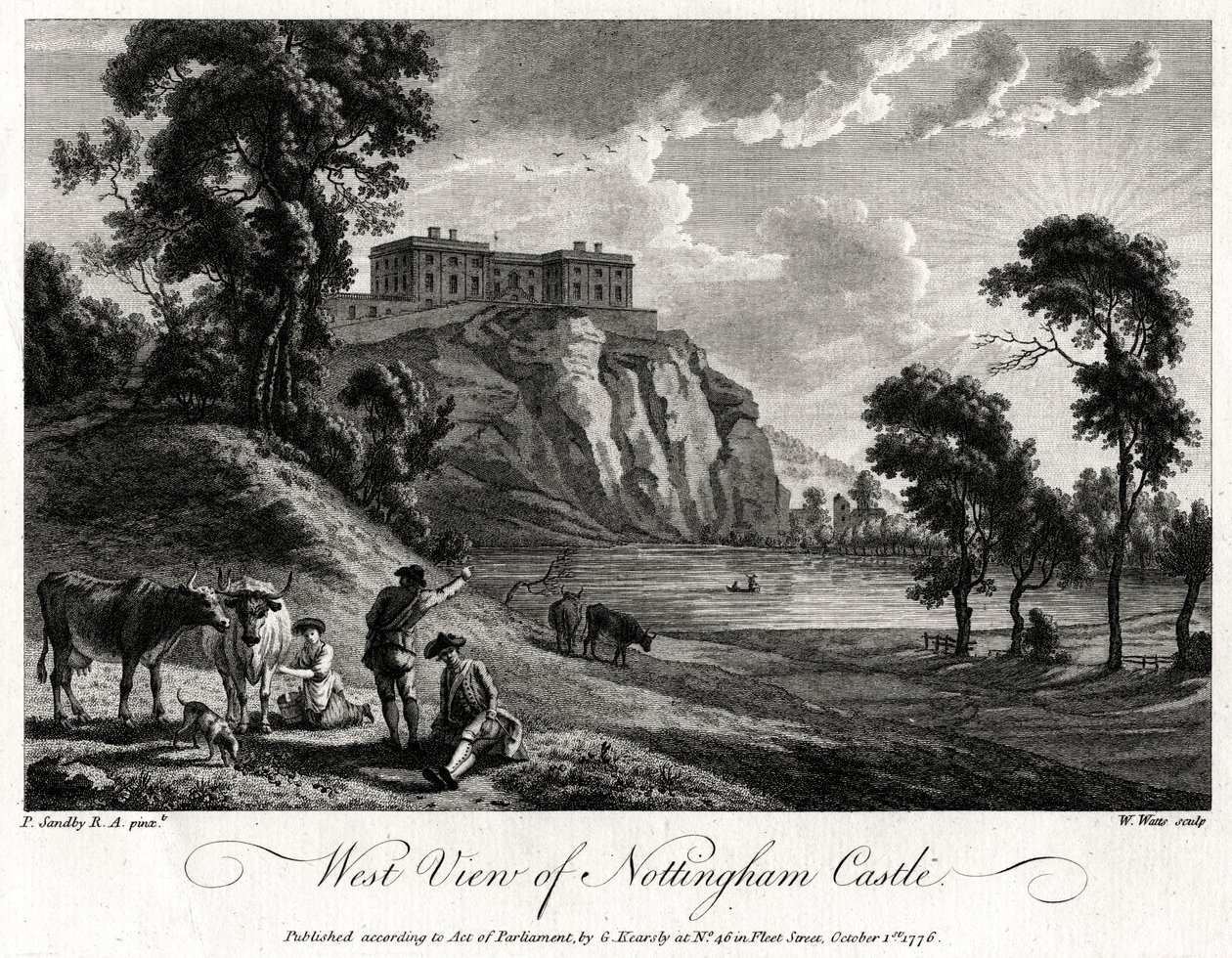 West View of Nottingham Castle, Nottinghamshire by William Watts