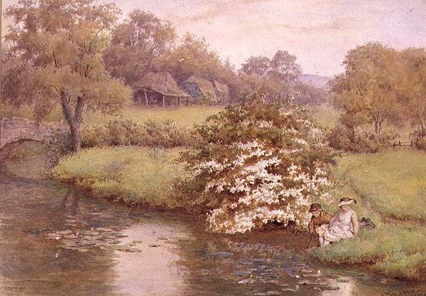 Children Playing by a Stream by Wilmot R.W.S. Pilsbury