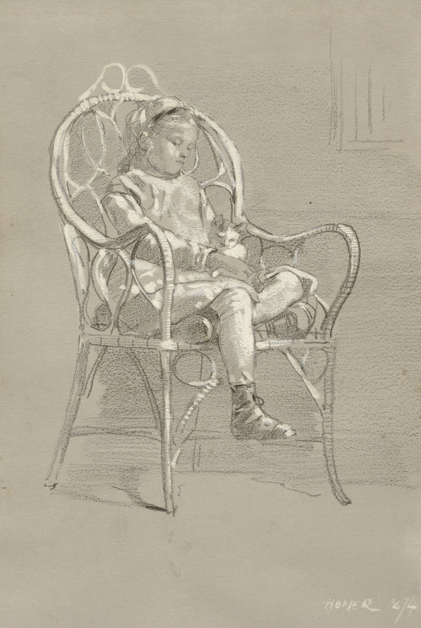 Child Seated in a Wicker Chair by Winslow Homer