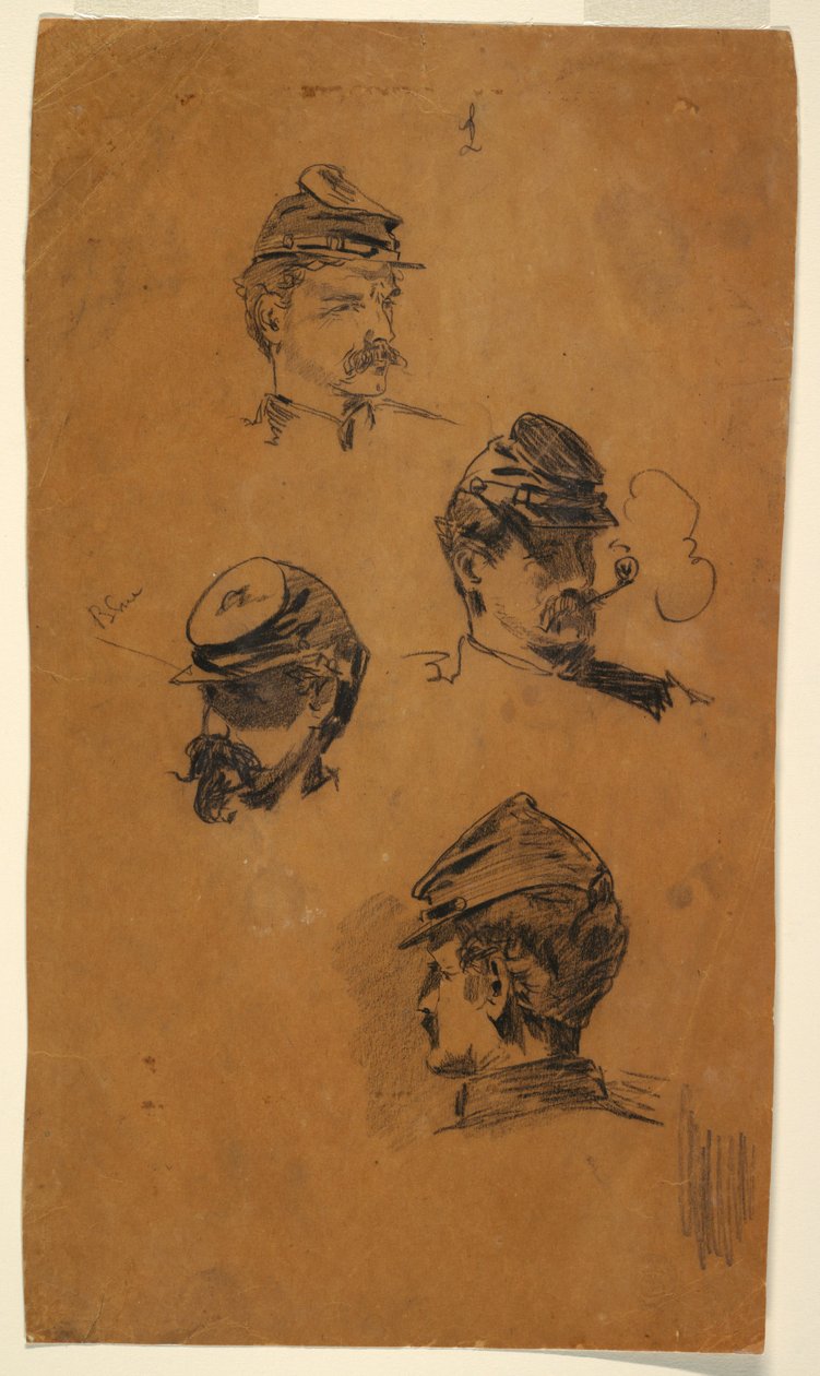 Four Studies of Soldiers, ca. 1863 by Winslow Homer