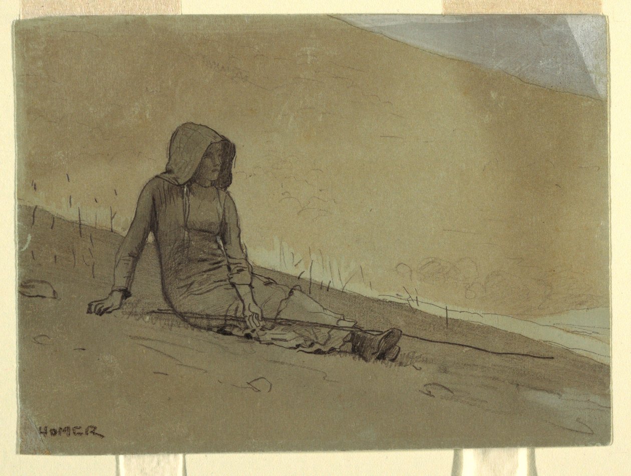 Girl Seated on a Hillside, 1878 by Winslow Homer