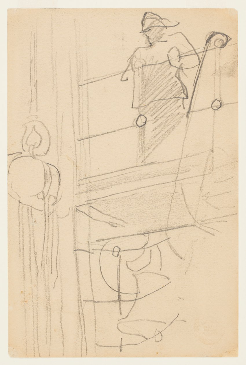 Figure in Oilskins at a Ship