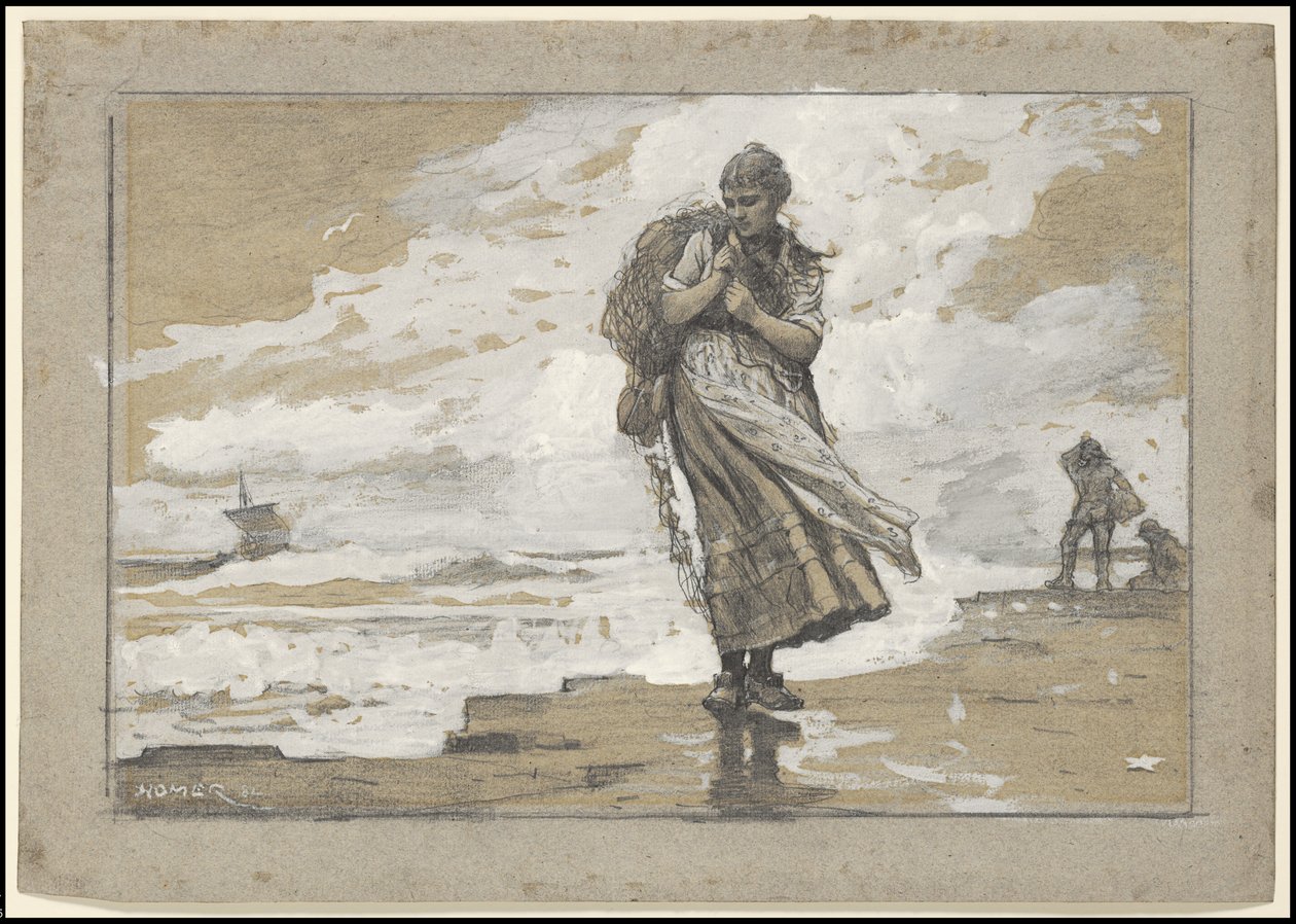 Fisher Girl with Net, 1882 by Winslow Homer