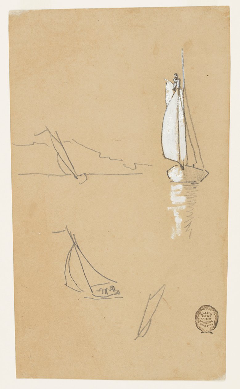 Four Sketches of Sloops by Winslow Homer