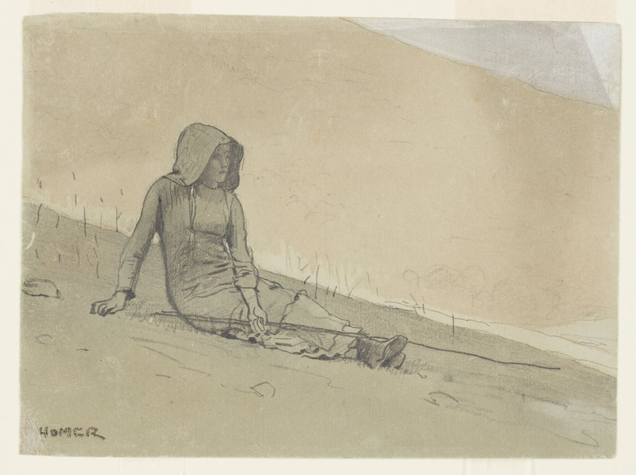 Girl Seated on a Hillside by Winslow Homer