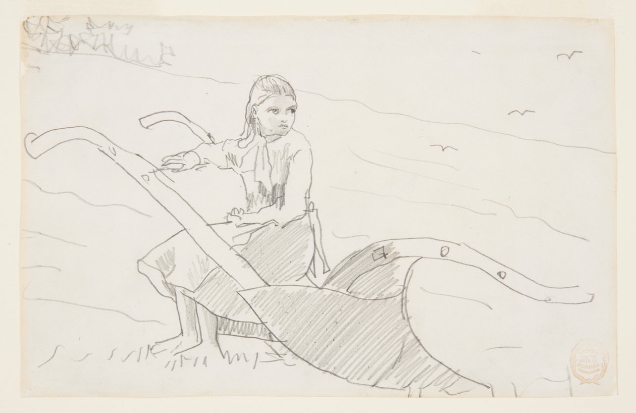 Girl Seated on a Plow by Winslow Homer