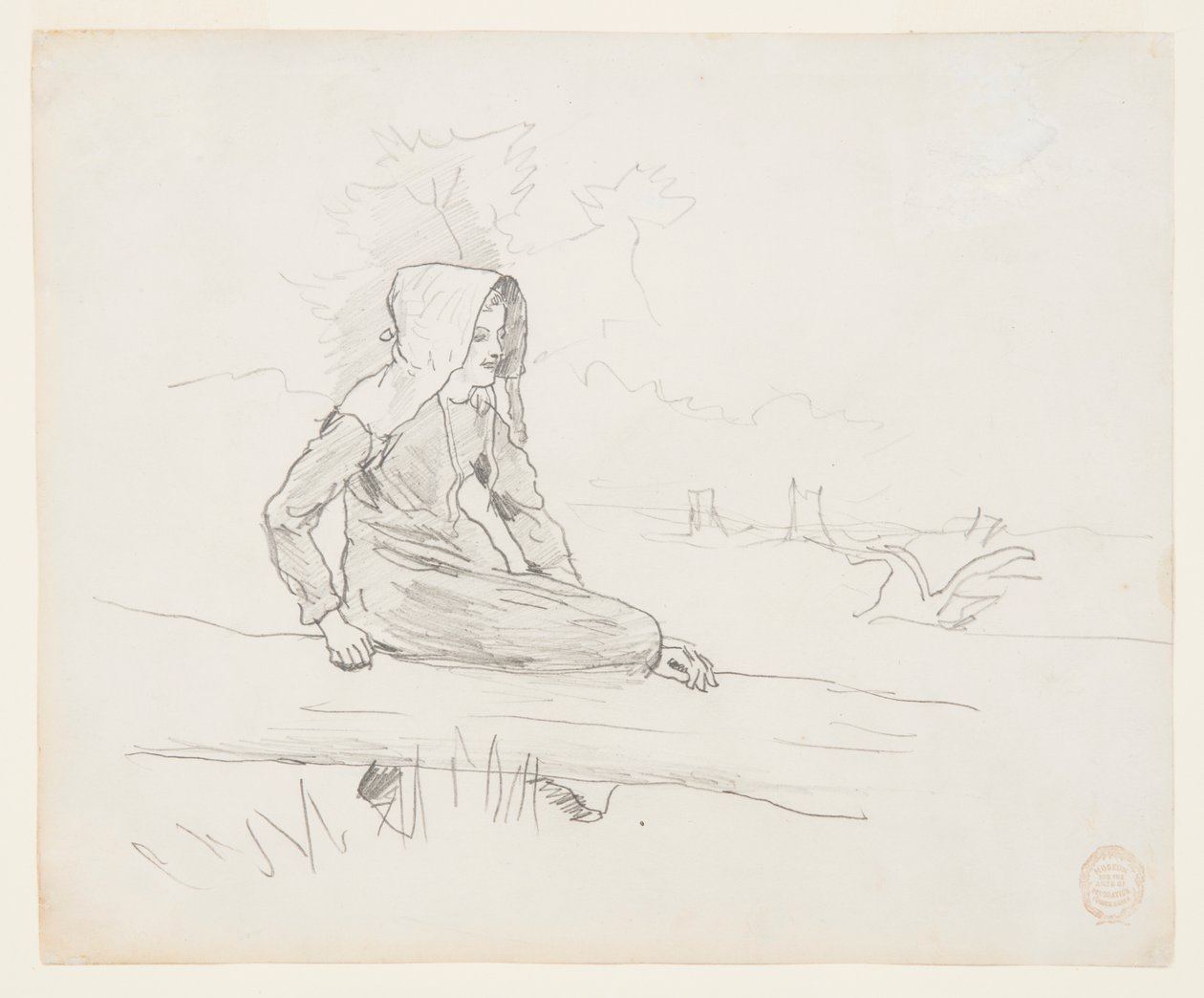 Girl Seated on a Tree Trunk by Winslow Homer
