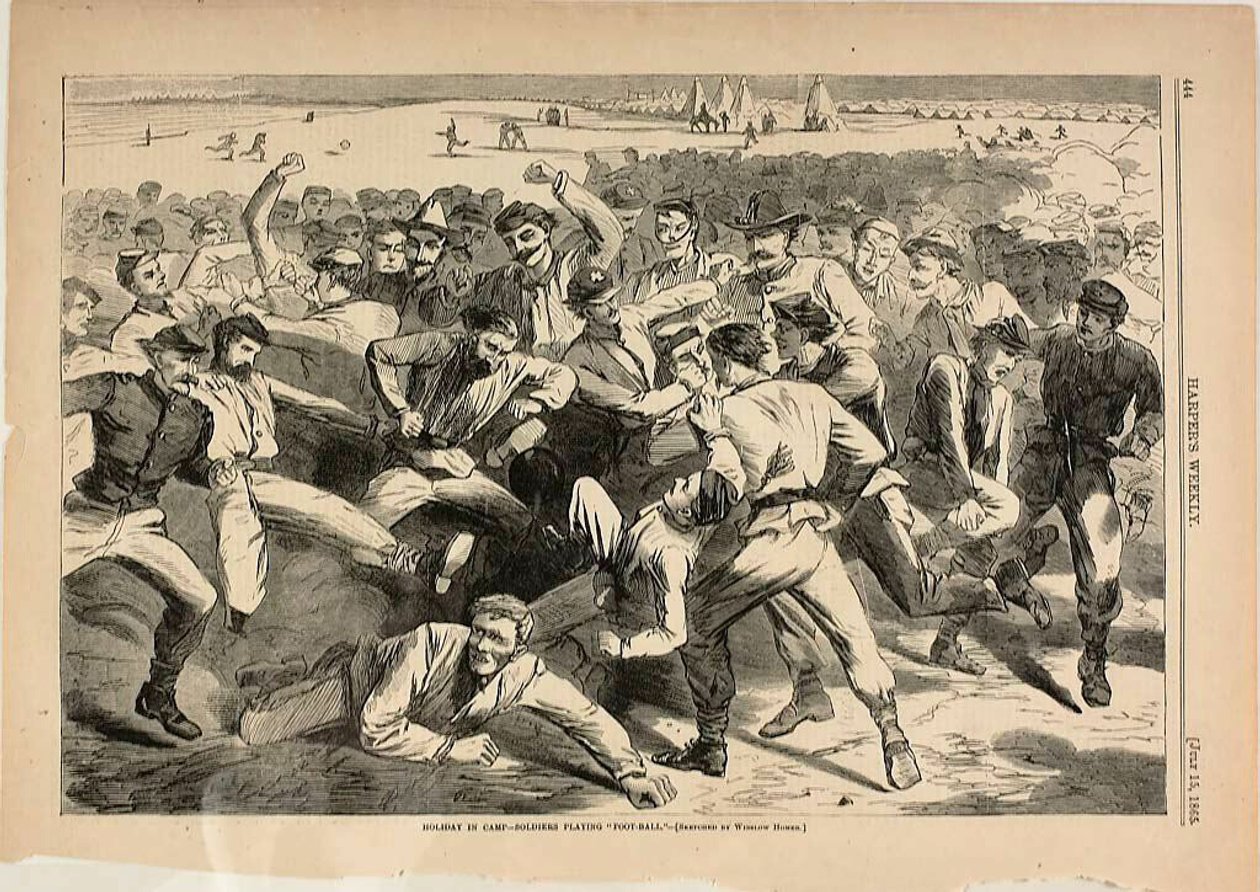 Holiday in Camp—Soldiers Playing Football by Winslow Homer