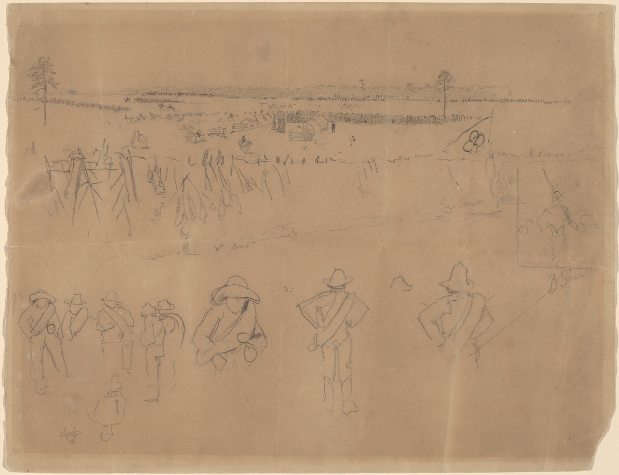 Line-ups and Trenches [recto] by Winslow Homer