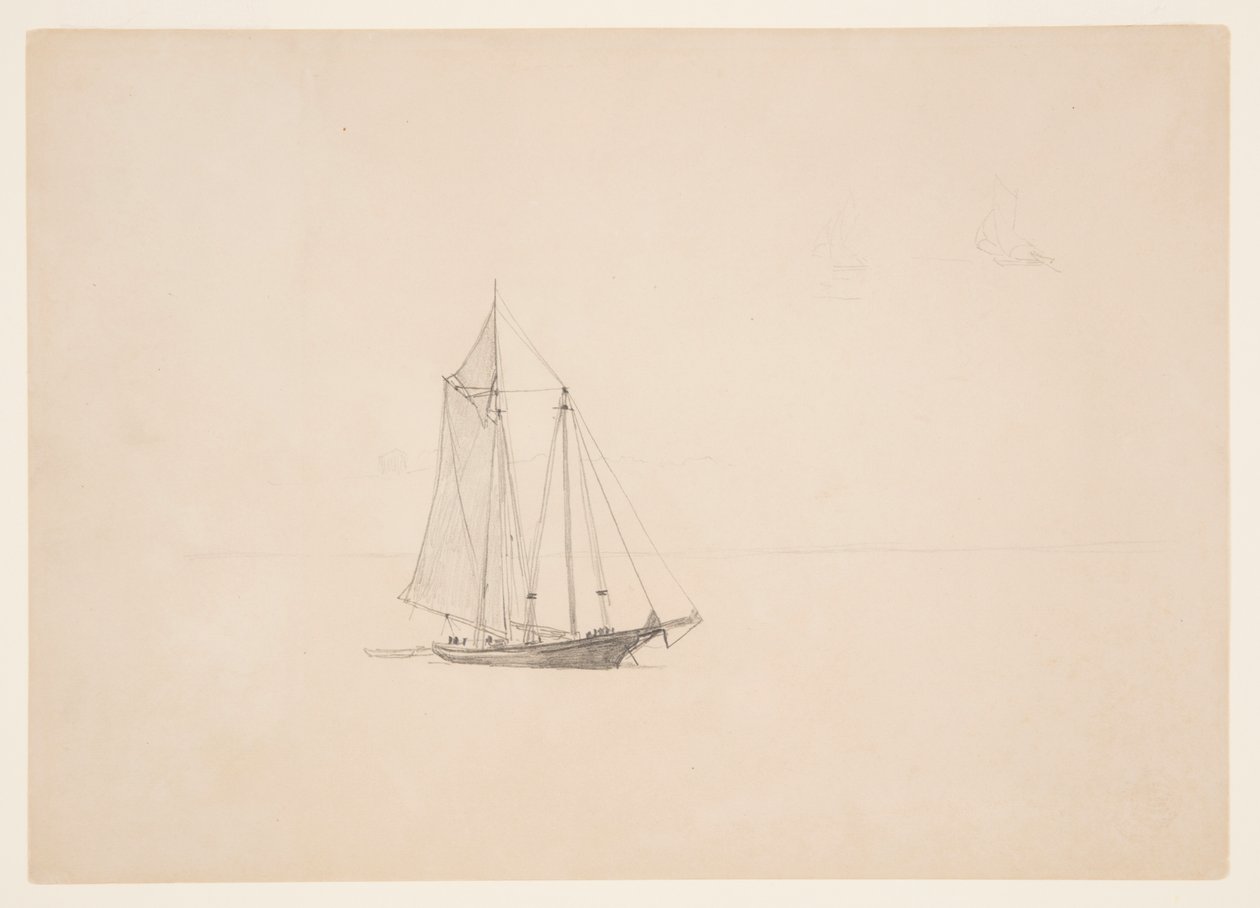 Schooner with Dinghy by Winslow Homer