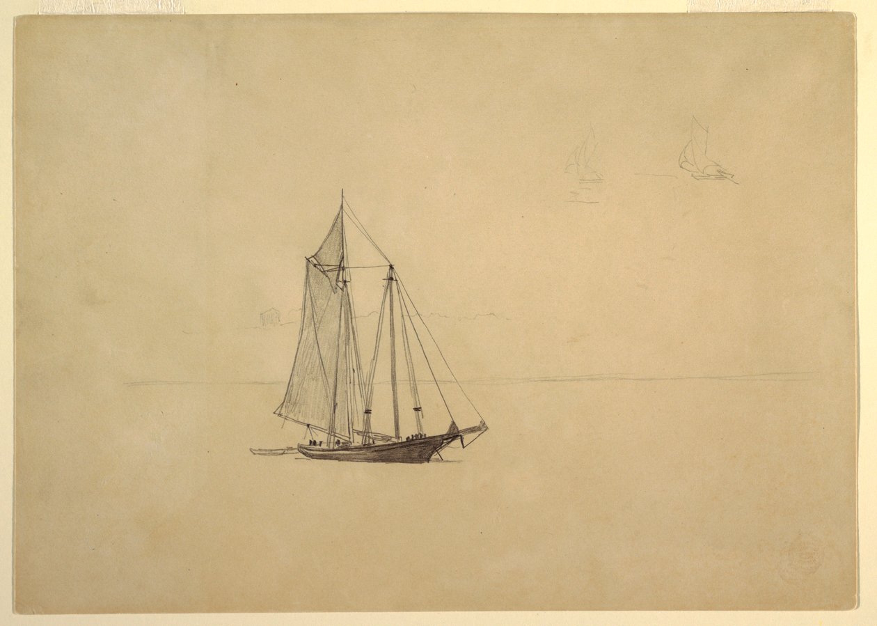 Schooner with Dinghy by Winslow Homer