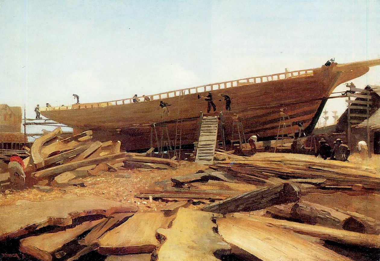 Shipbuilding, Gloucester, USA, 1871 by Winslow Homer