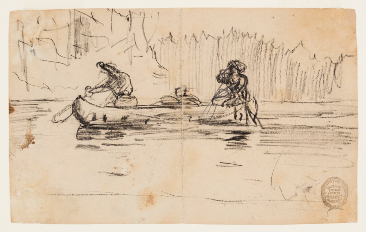 Side View of Canoe with Two Men by Winslow Homer