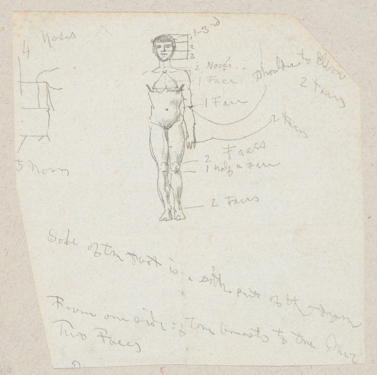 Sketch of a Male Nude with Notations by Winslow Homer