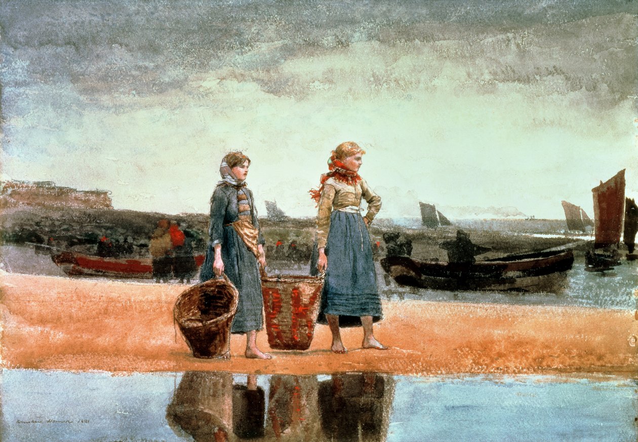 Two Girls on the Beach, Tynemouth by Winslow Homer