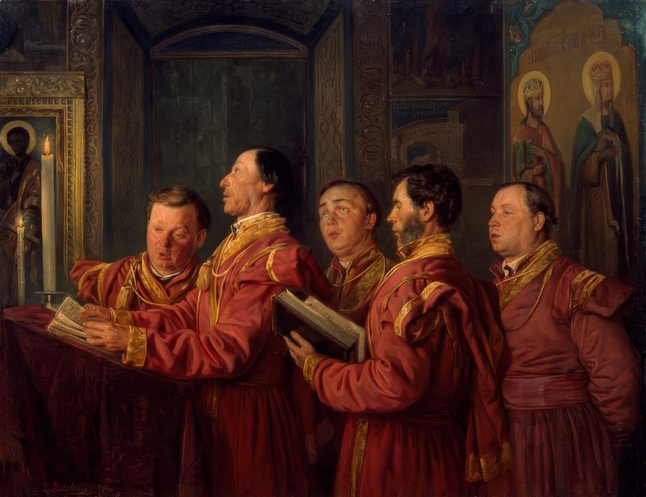 Choir Singers in the Church by Wladimir Jegorowitsch Makowski