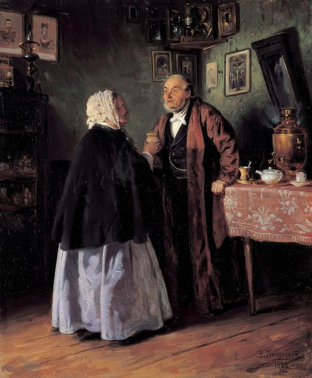 The Congratulant by Wladimir Jegorowitsch Makowski