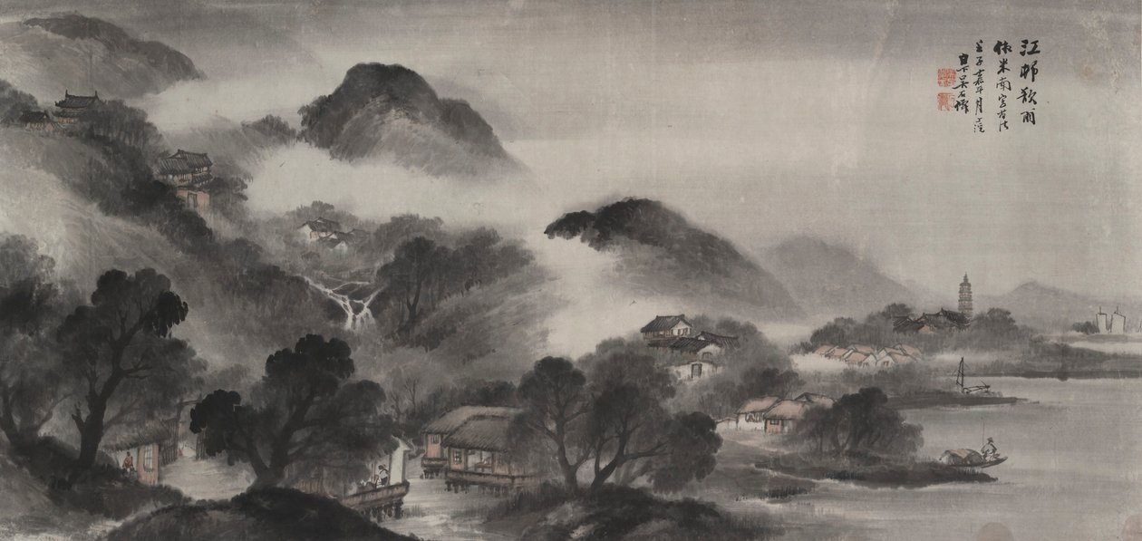 A Riverside Village before Rain by Wu Shixian