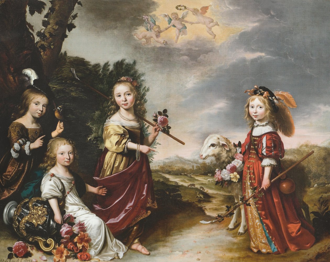 Portrait of the Children of Pieter van Harinxma thoe Sloten by Wybrand de Geest