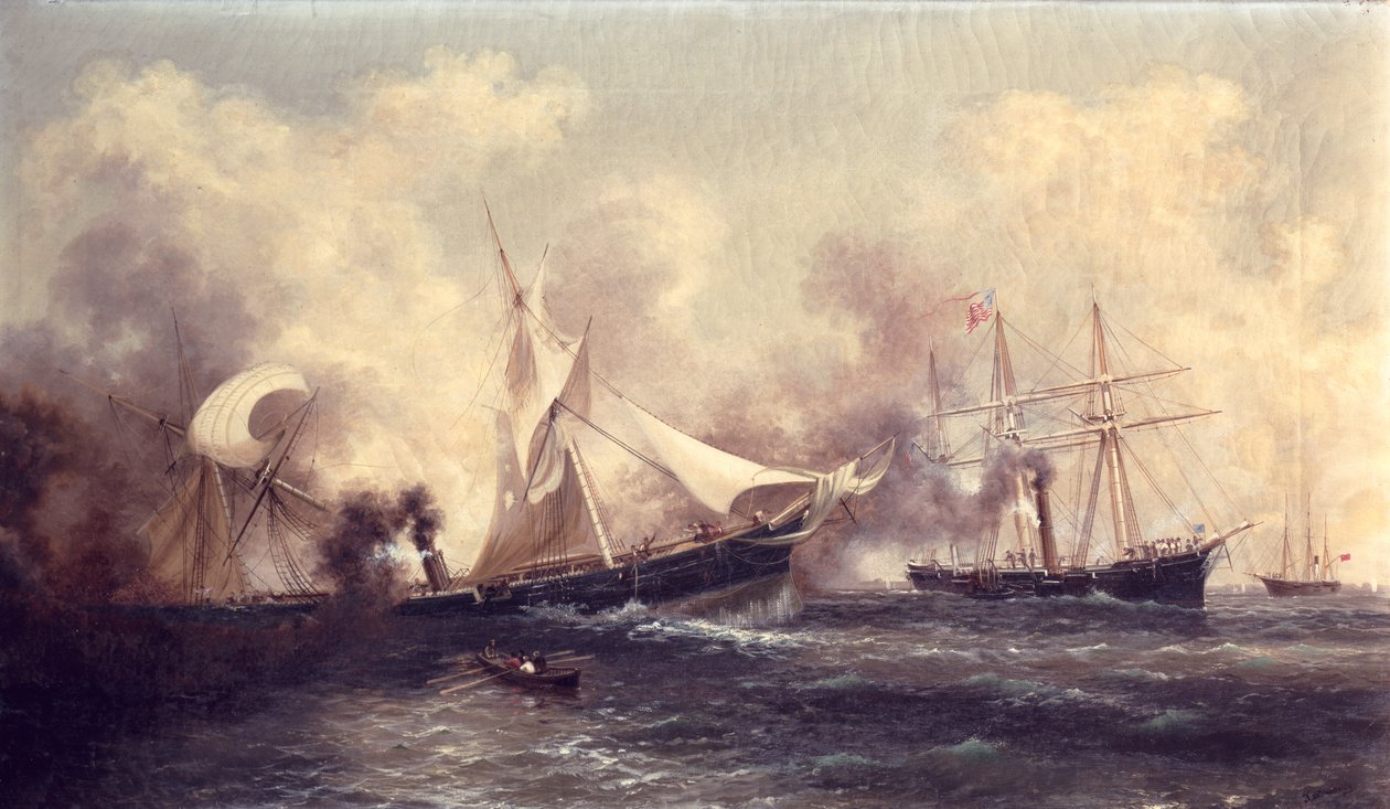 U.S.S. Kearsarge Sinking the Alabama by Xanthus Russell Smith