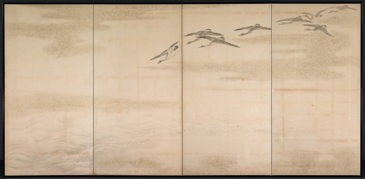 Geese, Reeds and Water by Yamamoto Baiitsu