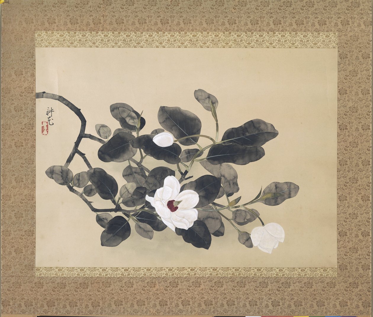 Scroll Painting with Magnolia Branch by Yamamura Koka