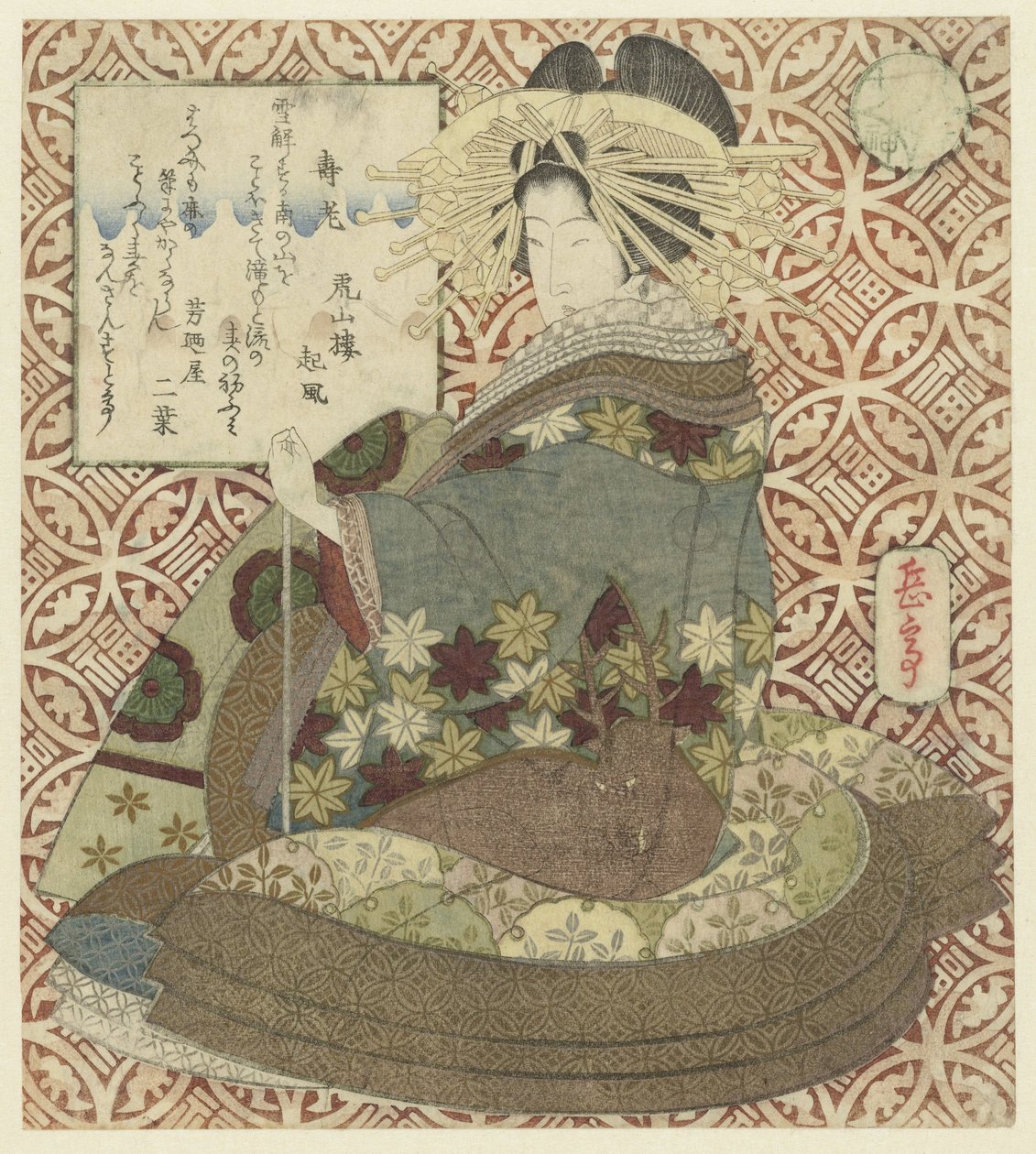Seated Woman with Pipe by Yashima Gakutei