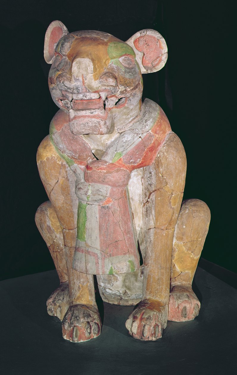 Urn Representing a Jaguar, Monte Alban, Oaxaca, Period II by Zapotec