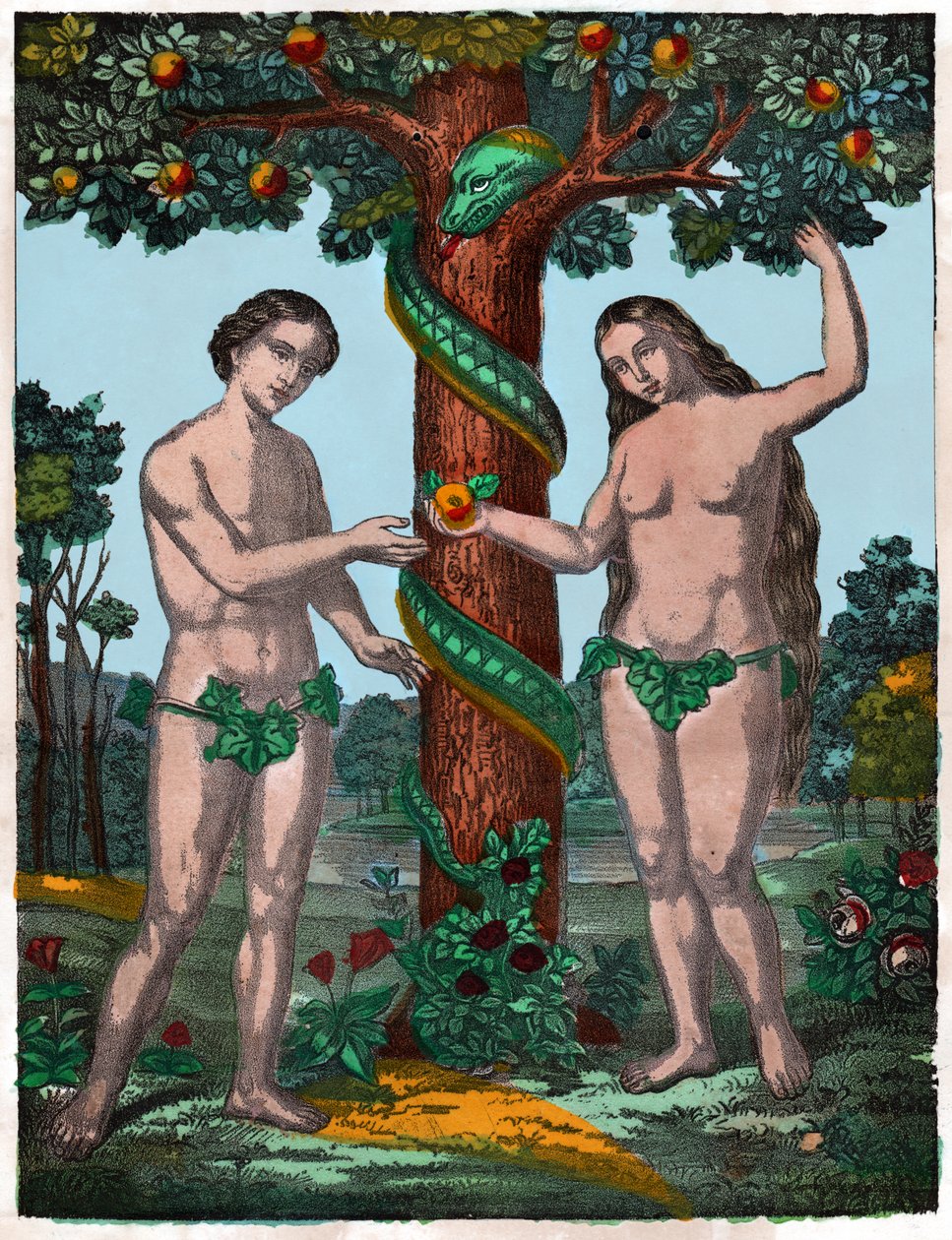 Adam and Eve (Engraving) by . .