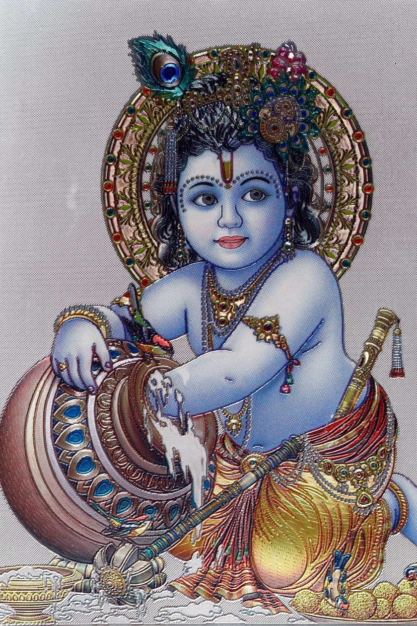 Infant Lord Krishna. Hindu god by . .