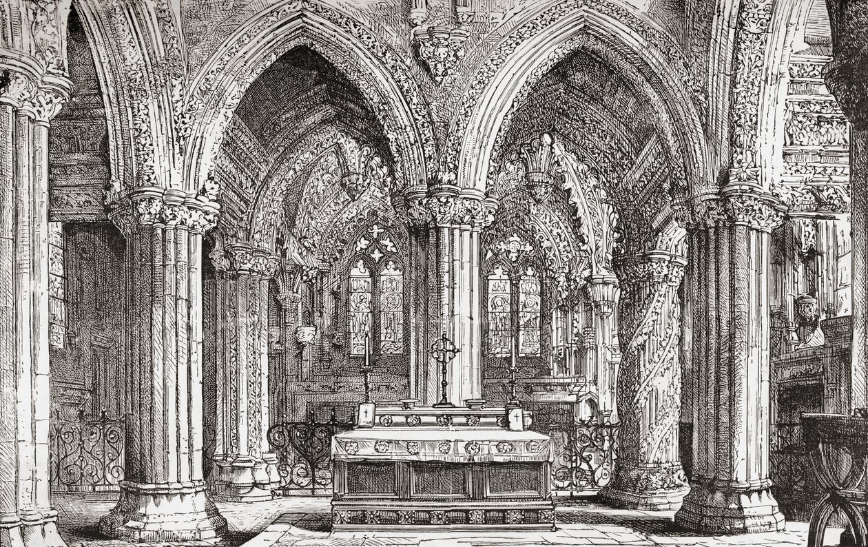 Interior of Rosslyn Chapel, Roslin, Midlothian, Scotland by . .