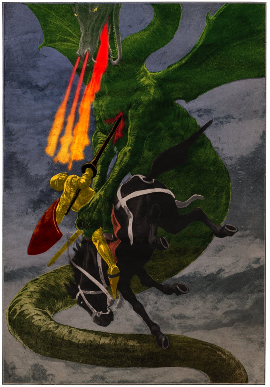 Knight and Dragon by . .