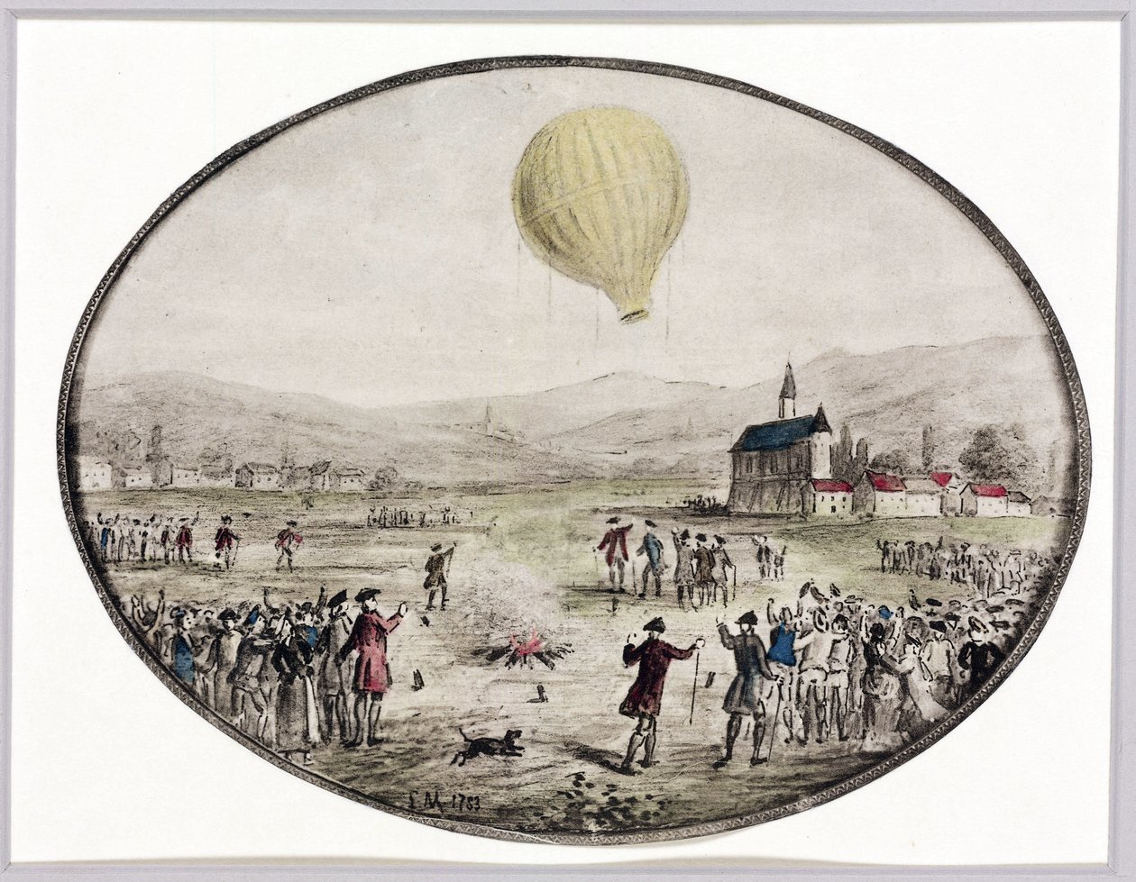 The First Public Balloon Ascent, 5 June 1783 by Frederick (attr. to) Barnard