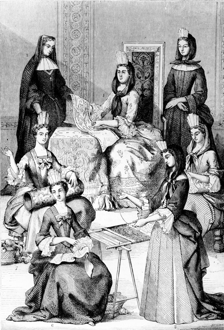 Madame de Saint-Cyr, a nun, a novice and young girls of the four classes by after Chevignard