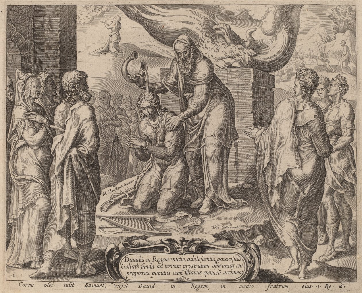 Samuel Anointing David by after Maerten van Heemskerck