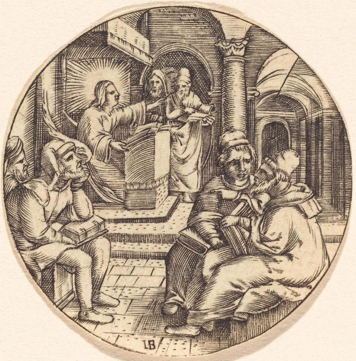 Jesus Preaching in the Temple by after Master IB