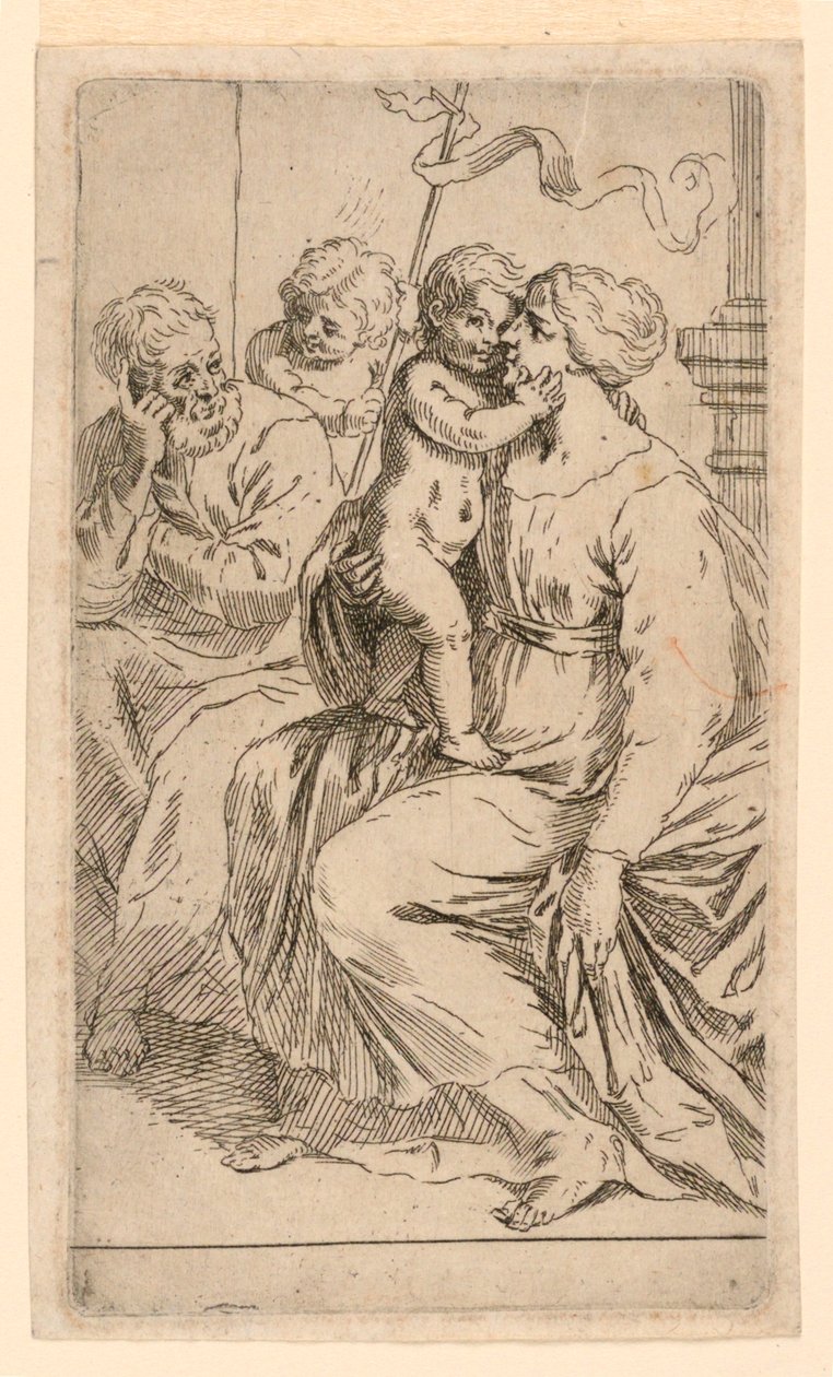 The Holy Family with Saint John by after Simone Cantarini
