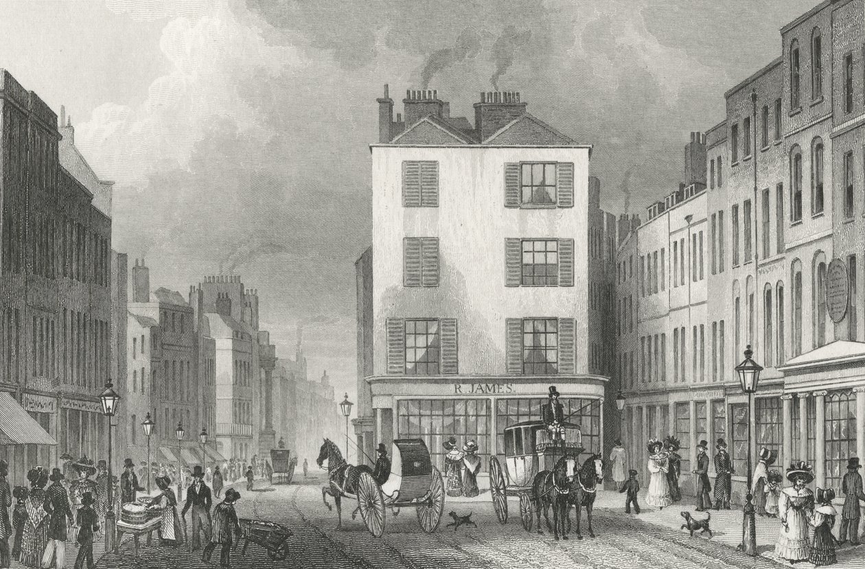 Middle Row Holborn, 1830 by Thomas Hosmer after Shepherd