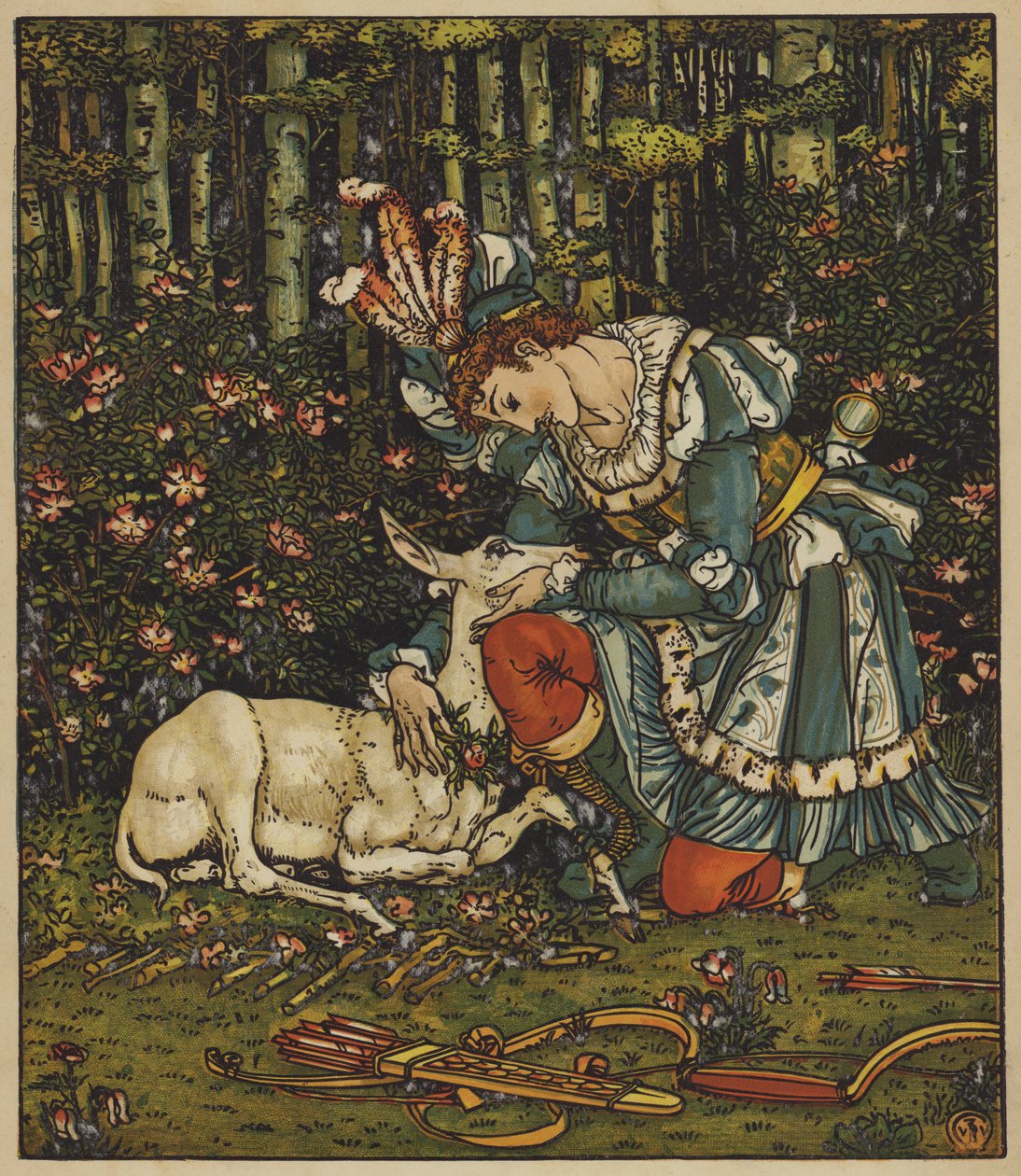 Prince Guerrier Tends the Wounded Hind by after Walter Crane