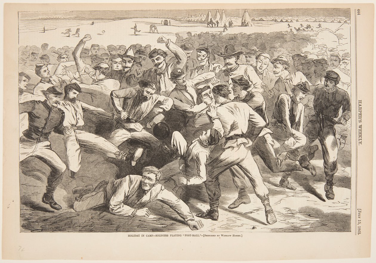 Holiday in Camp – Soldiers Playing "Foot-Ball" by after Winslow Homer