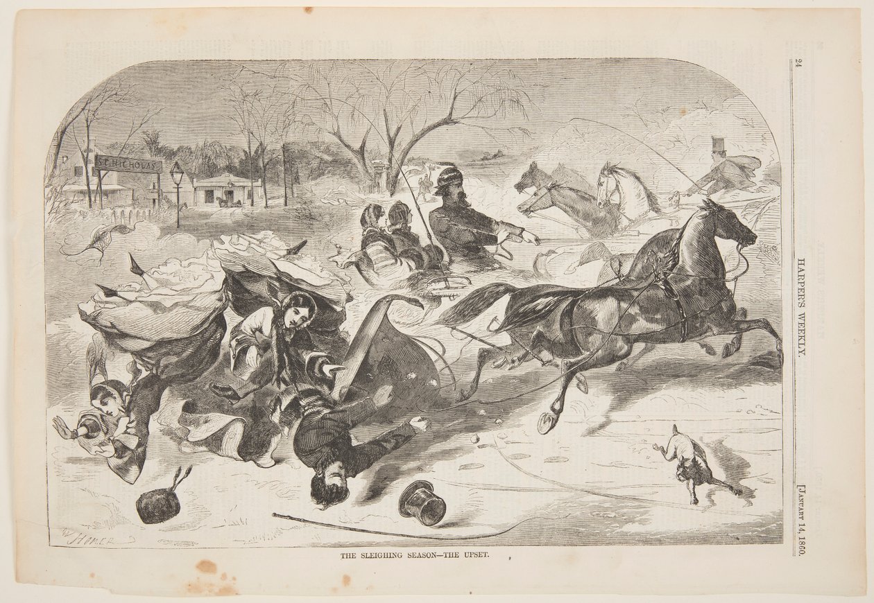 The Sleighing Season – The Upset by after Winslow Homer