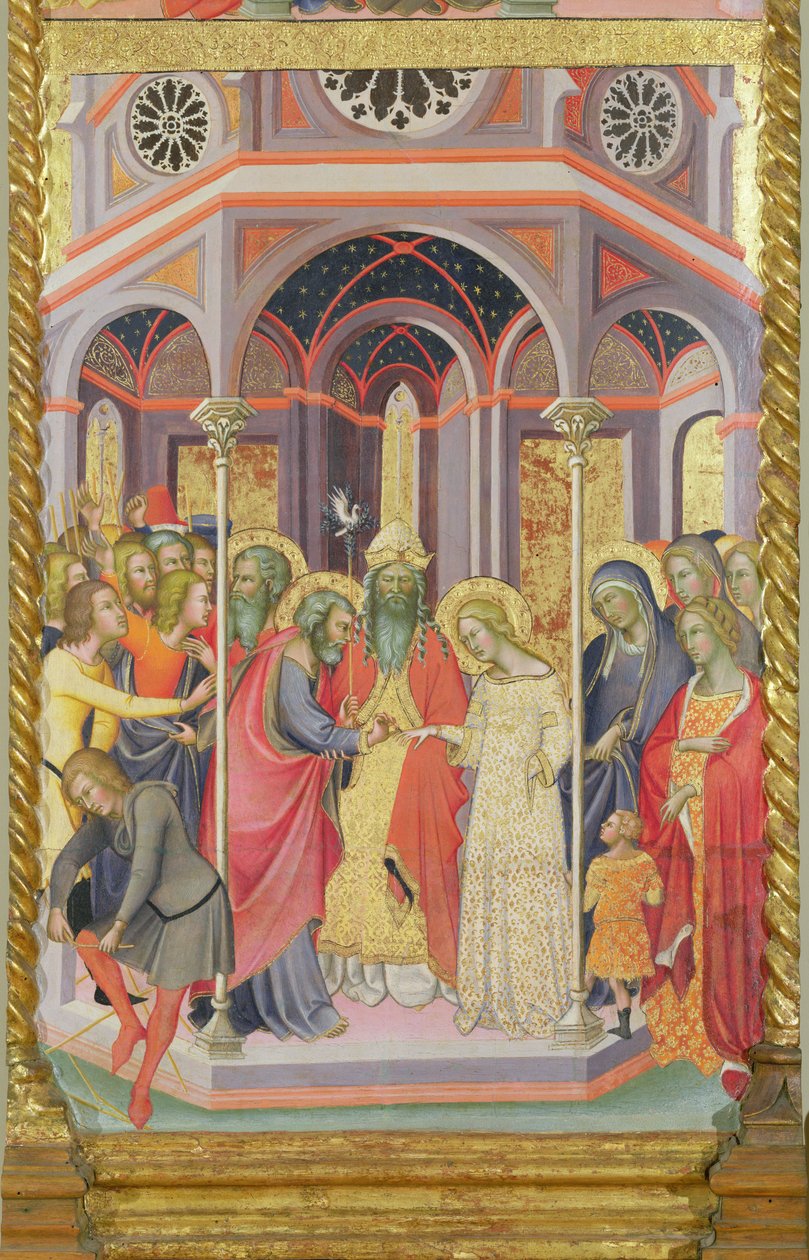 Triptych of the Coronation of the Virgin, (detail) by also Manfredi de Battilori Bartolo di Fredi