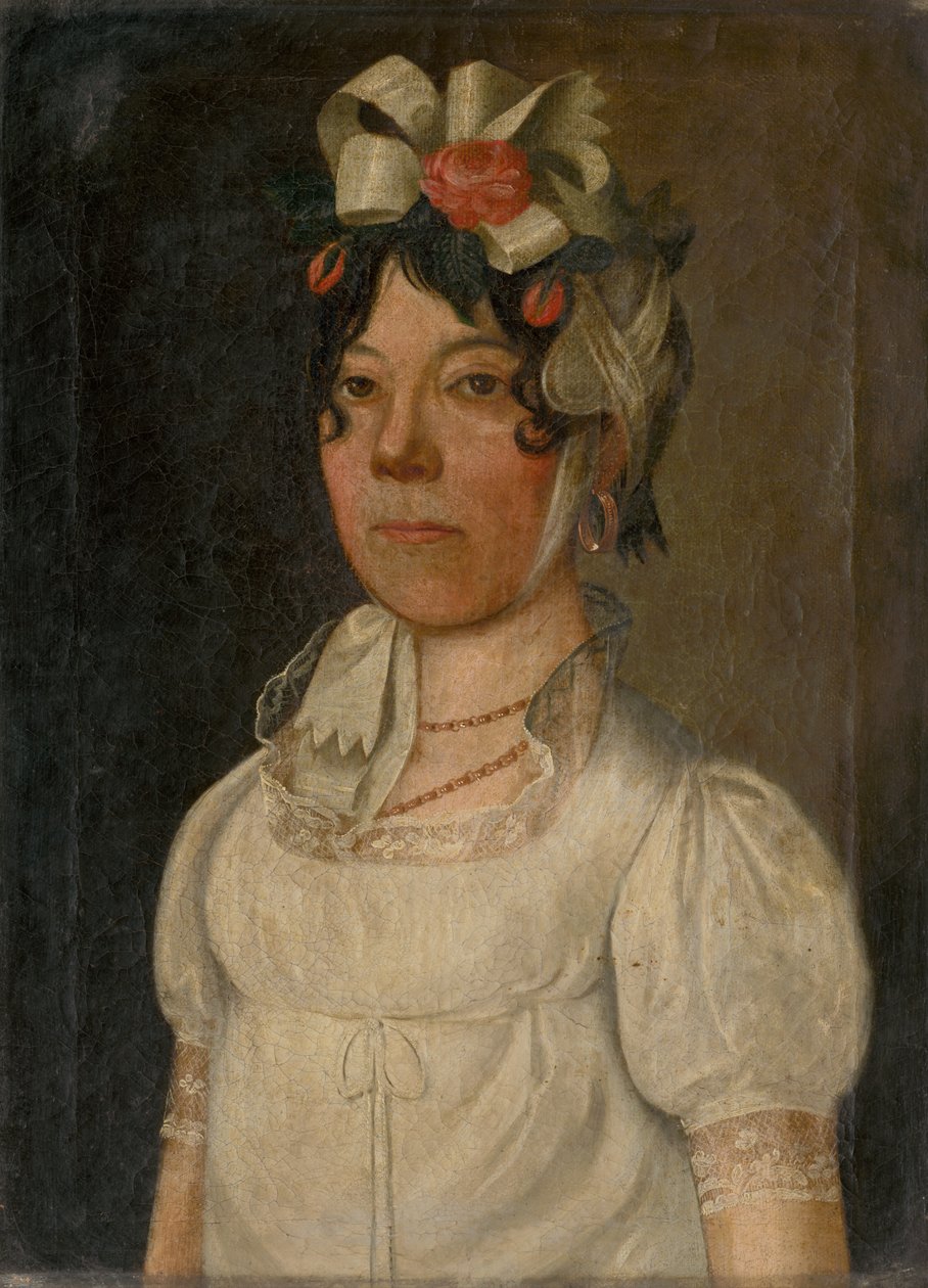 Portrait of a Young Woman in White Dress by anonymous 