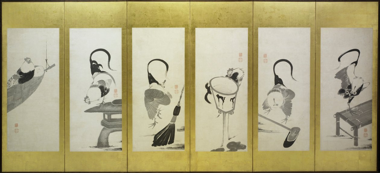 Roosters and Hens by attributed to Itō Jakuchū
