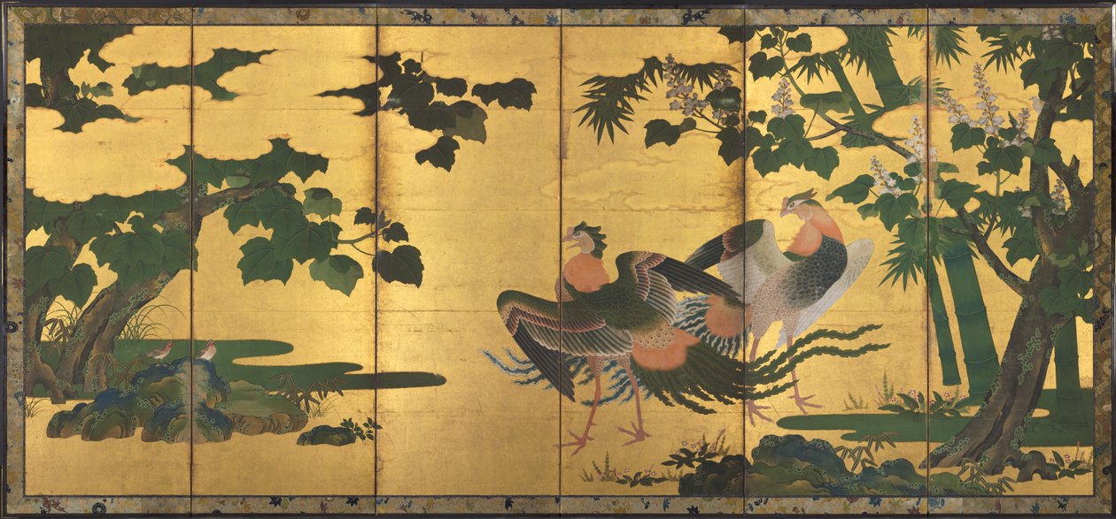 Phoenixes and Paulownia by attributed to Tosa Mitsuyoshi