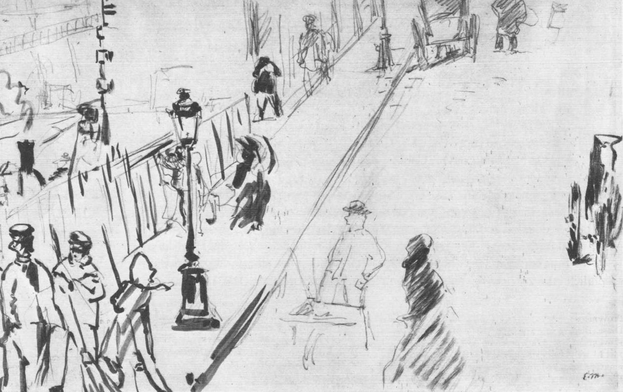 The Rue Mosnier with Gas Lamp by Édouard Manet
