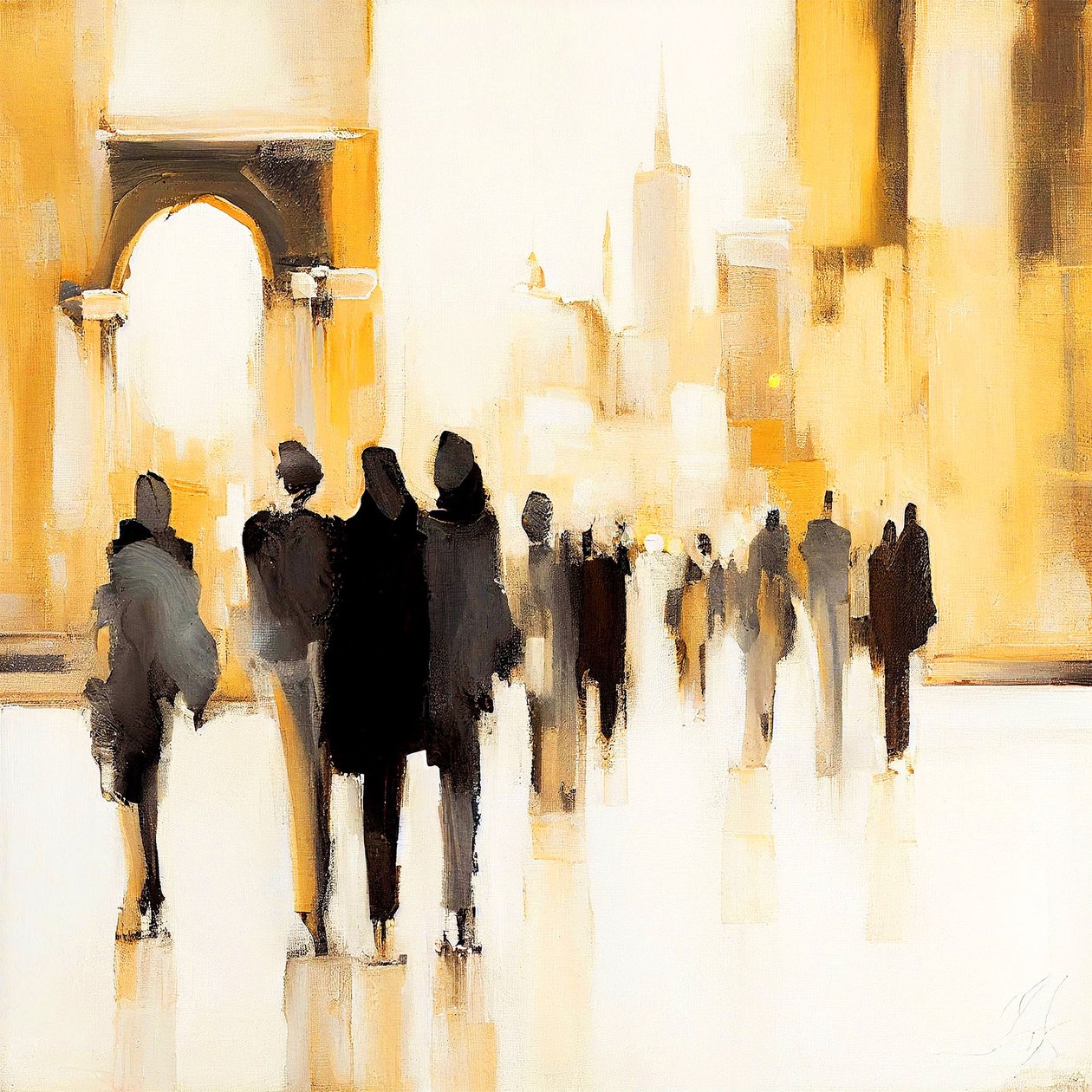 Urban Life: Abstract Impressionist Silhouette by F. Abderrahim
